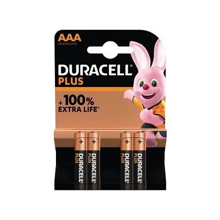 Pack de 4 pilas aaa duracell plus power boost dpblr3b4 1.5v alcalinas