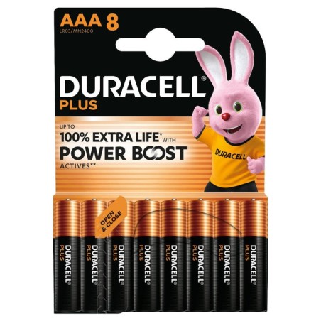 Pack de 8 pilas aaa duracell plus power boost dpblr3b8 1.5v alcalinas