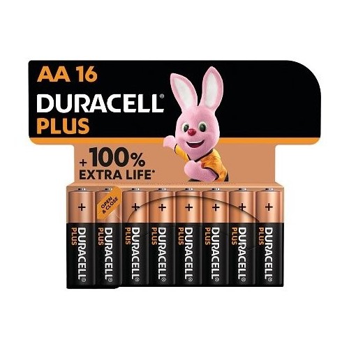 Pack de 16 pilas aa duracell plus power boost dpblr6b16 1.5v alcalinas