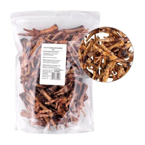 Petitto dried chicken feet - premio para perros - 1kg