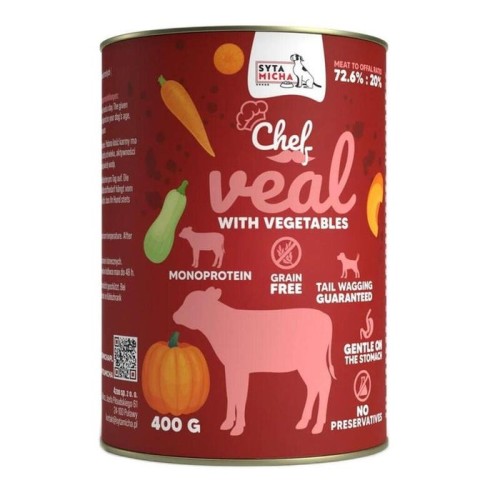 Syta micha chef cielecina z warzywami mokra karma para perro 400g