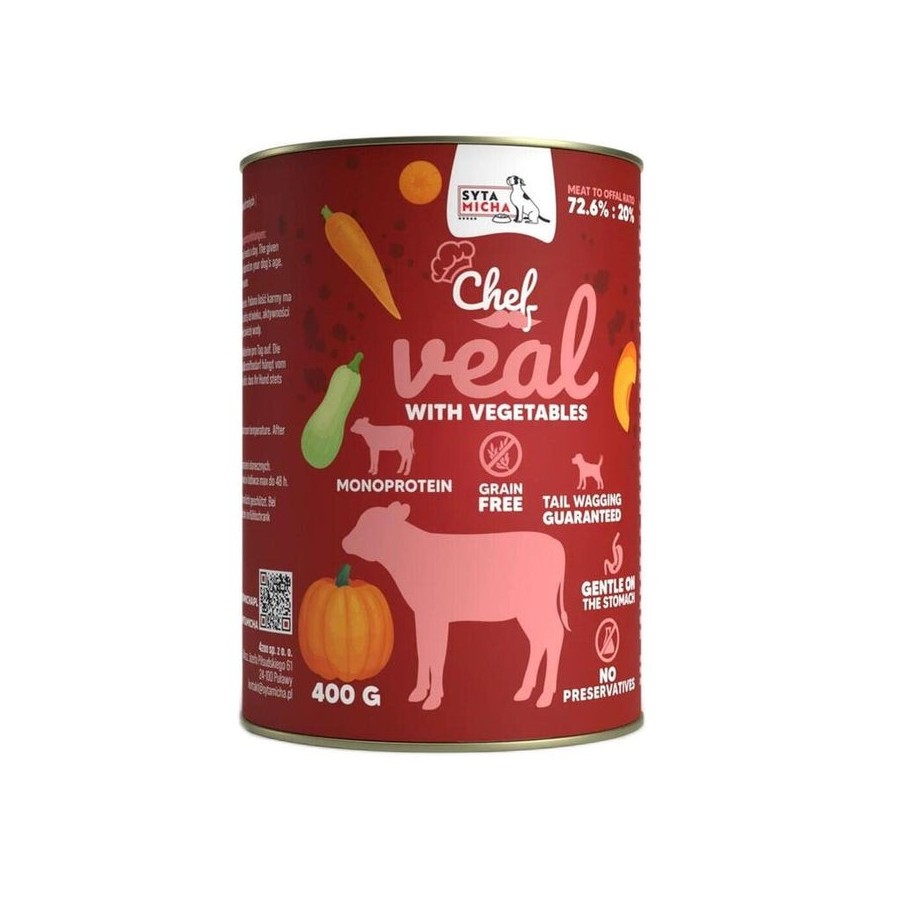 Syta micha chef cielecina z warzywami mokra karma para perro 400g