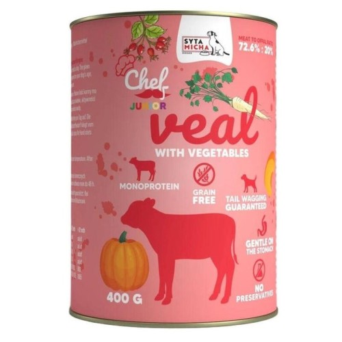 Syta micha chef veal with vegetables junior - comida húmeda para perros - 400g