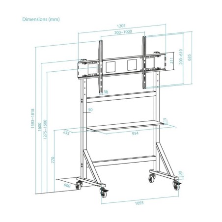 Soporte suelo ruedas "optimus" 60-105"