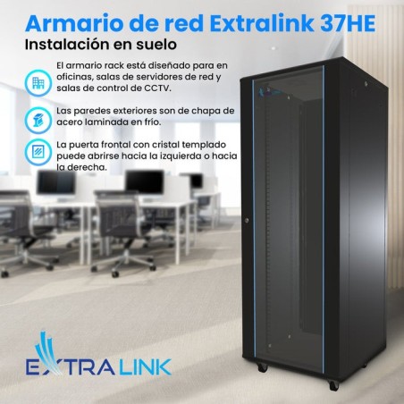 Extralink 37u armario 600x1000 standing rackmount cabinet black