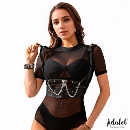 Thalia arnés de pecho con cadena cuero vegano talla única