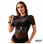 Thalia arnés de pecho con cadena cuero vegano talla única