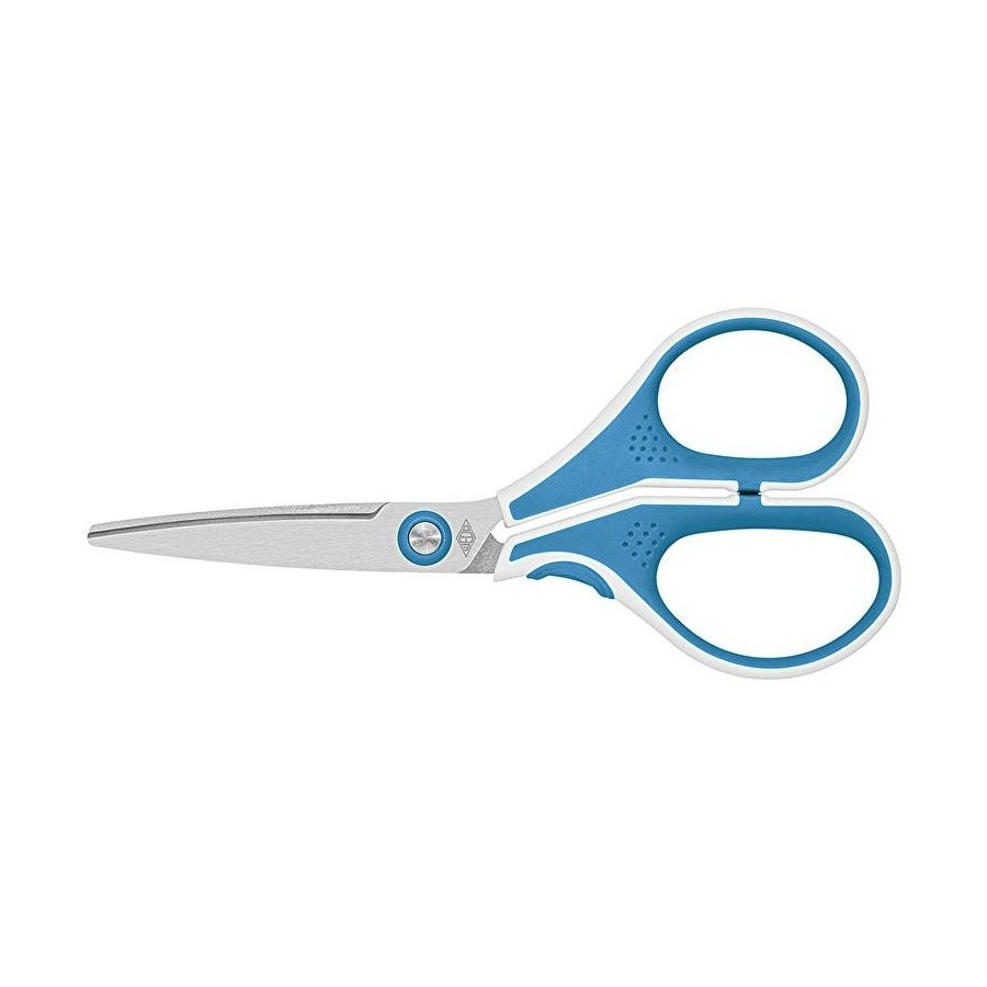 Wedo 975 5010 tijera de escritorio y manualidades universal corte recto azul, blanco