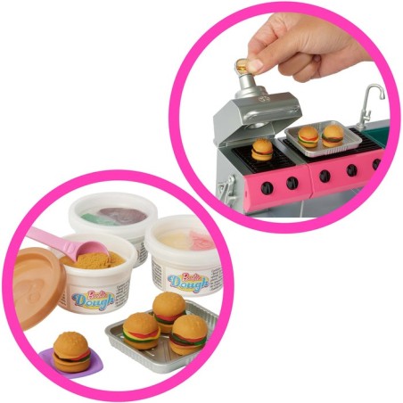 Mattel barbie super abenteuer-camper spielset (mit dachzelt, grill mit farbwechseleffekt und 60 zubehörteilen) hrj78