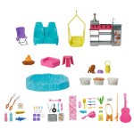Mattel barbie super abenteuer-camper spielset (mit dachzelt, grill mit farbwechseleffekt und 60 zubehörteilen) hrj78