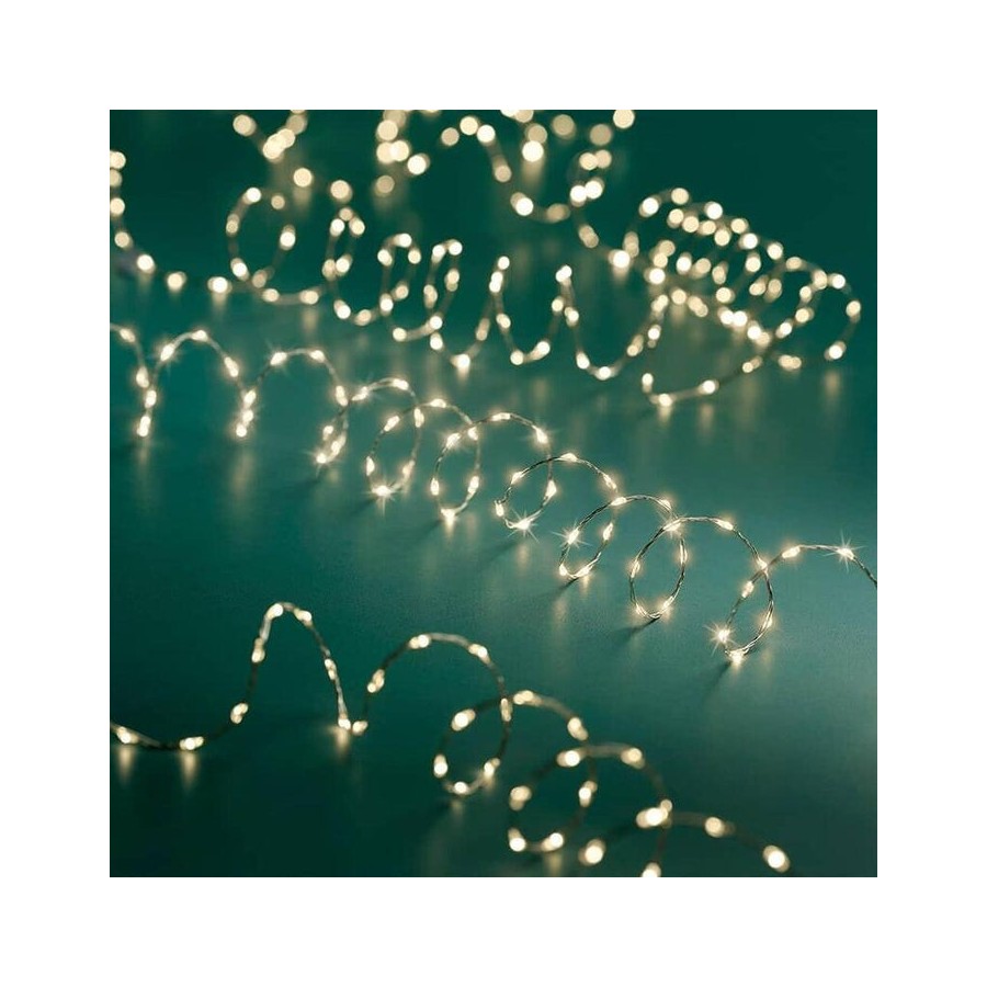 Guirnalda micro led parpadeante 378 leds luz cálida cable alambre plateado exterior 6 m