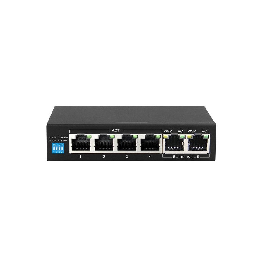 Extralink krios 4-port gbe unmanaged 802.3af/at 150w poe switch + 1xrj45 up-link