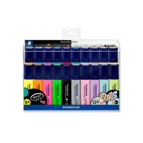 Staedtler textsurfer classic 364 pack de 20 marcadores fluorescentes - punta biselada 1 - 5mm aprox - secado rapido -