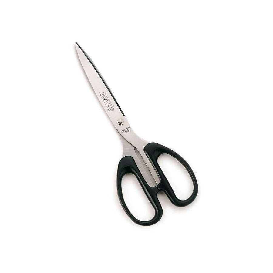 Rapesco essential tijeras de acero inoxidable 21cm - mangos ergonomicos - aptas para diestros y zurdos - negro