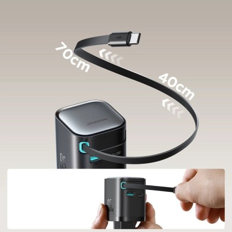 Cargador joyroom usb-c con cable retráctil integrado