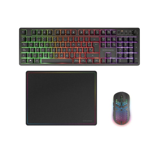 Pack gaming mars gaming mcpwx teclado inalámbrico + ratón inalámbrico + alfombrilla