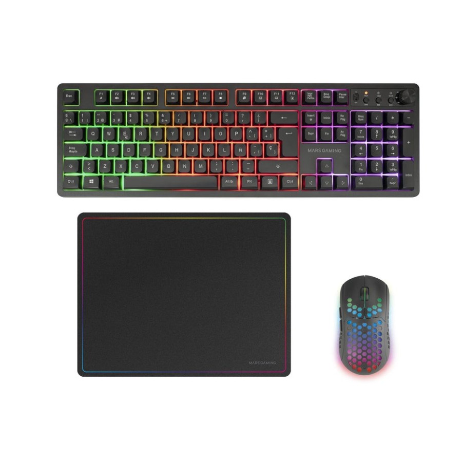 Pack gaming mars gaming mcpwx teclado inalámbrico + ratón inalámbrico + alfombrilla