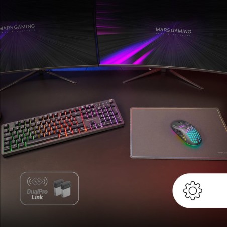 Pack gaming mars gaming mcpwx teclado inalámbrico + ratón inalámbrico + alfombrilla