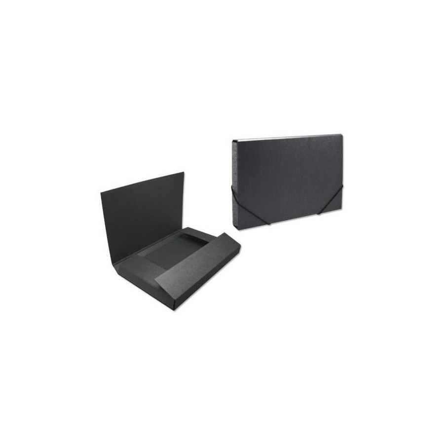 Bismark carpeta para proyectos - medidas 350x230x50mm - fabricada en carton - cierre con gomas - negro