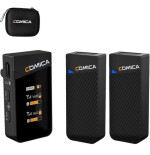 Comica vimo c2 micrófono lavalier inalámbrico de 2 canales con control y cancelación de sonido