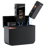 Comica vimo c3 micrófono lavalier inalámbrico de 2 canales con control y cancelación de sonido