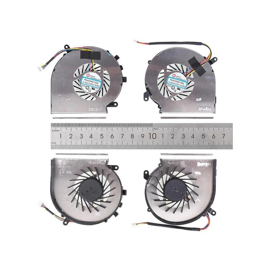 Ventiladores cpu + gpu para portátil msi ge62vr ge72vr 4 pines versión 2