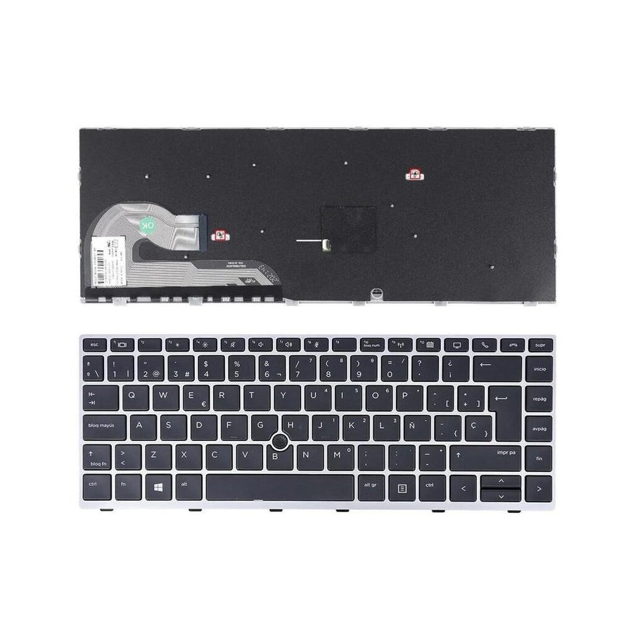 Teclado para portátil hp elitebook 840 g5 846 g5 840 g6 plata