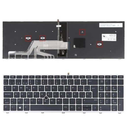 Teclado retroiluminado para portátil hp probook 450 g5 455 g5 470 g5 plata