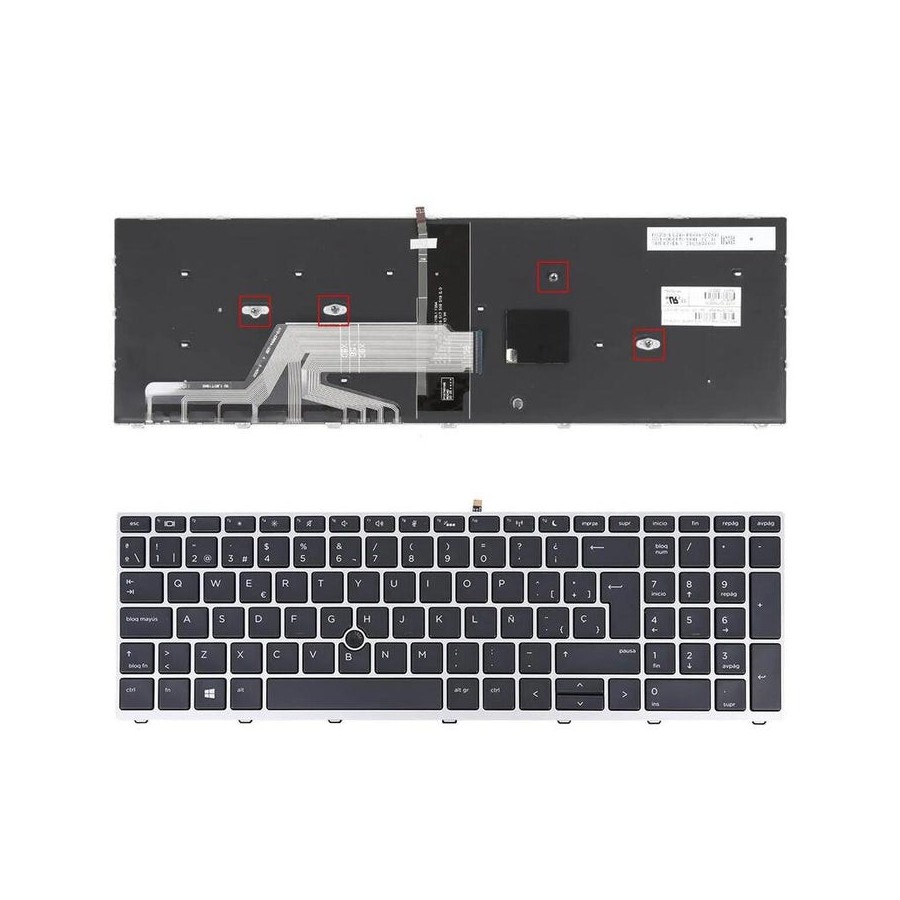 Teclado retroiluminado para portátil hp probook 450 g5 455 g5 470 g5 plata