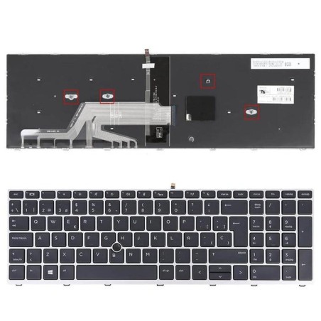 Teclado retroiluminado para portátil hp probook 450 g5 455 g5 470 g5 plata
