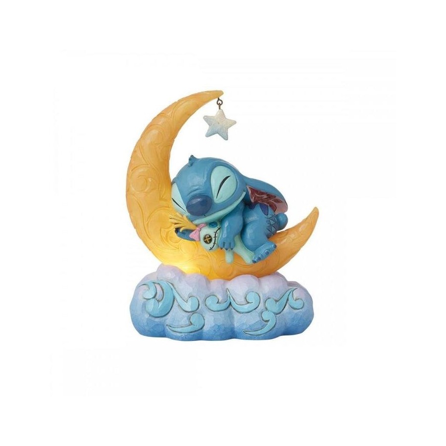 Figura luminosa enesco disney stitch y scrump en la luna