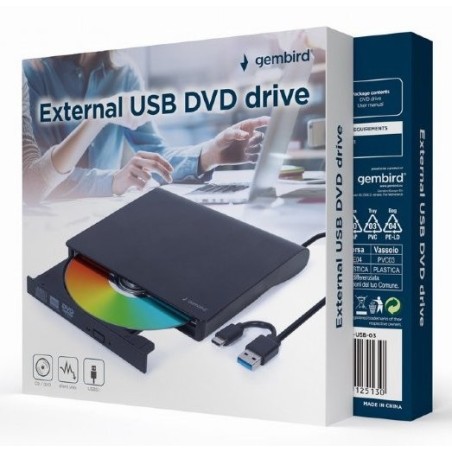 Unidad de dvd usb externa gembird negra