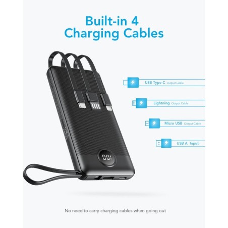 Cargador powerbank veger c10 10000mah vg-w1116 with cables built in