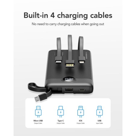 Cargador powerbank veger c10 10000mah vg-w1116 with cables built in