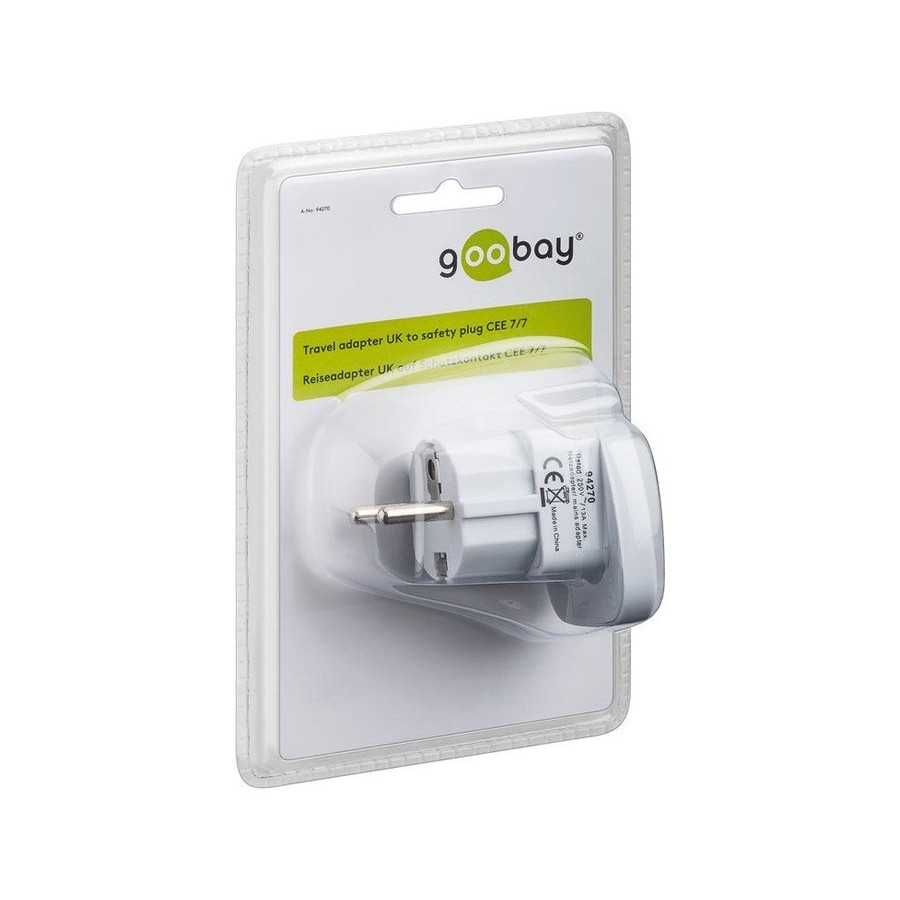 Techly 942709 adaptador de enchufe techly uk / eu 13a, uk / bs - cee 7/7 blanco