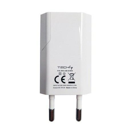 Techly 100747 cargador usb techly slim 230v - 5v / 1a blanco