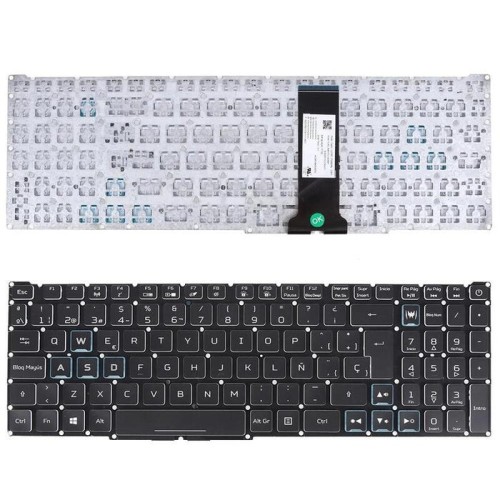Teclado para portátil acer nitro 4 an515 54 an515 43 an517 51 an715 51 negro y azul