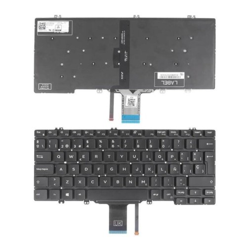 Teclado retroiluminado para portátil dell latitude 7300 5310 5300 2 in 1 negro