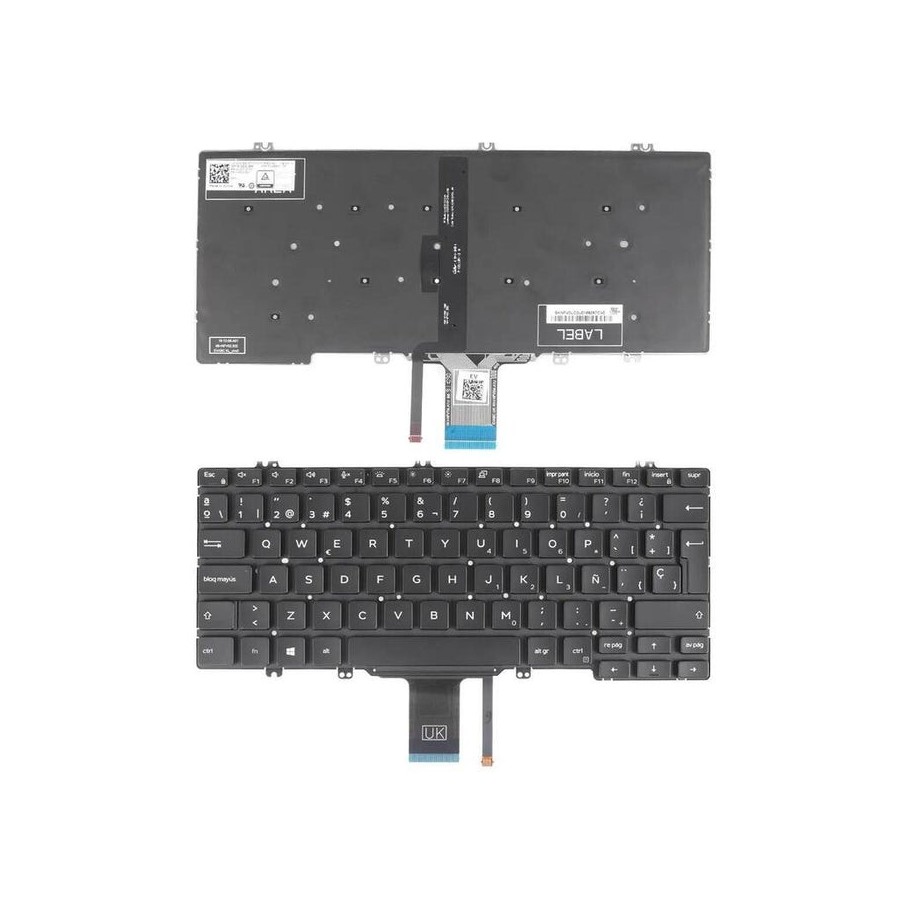 Teclado retroiluminado para portátil dell latitude 7300 5310 5300 2 in 1 negro
