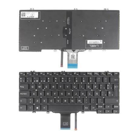 Teclado retroiluminado para portátil dell latitude 7300 5310 5300 2 in 1 negro