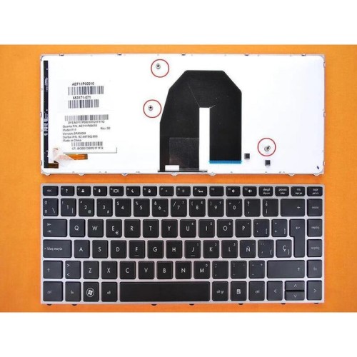 Teclado retroiluminado para portátil hp probook 5330 5330m plata