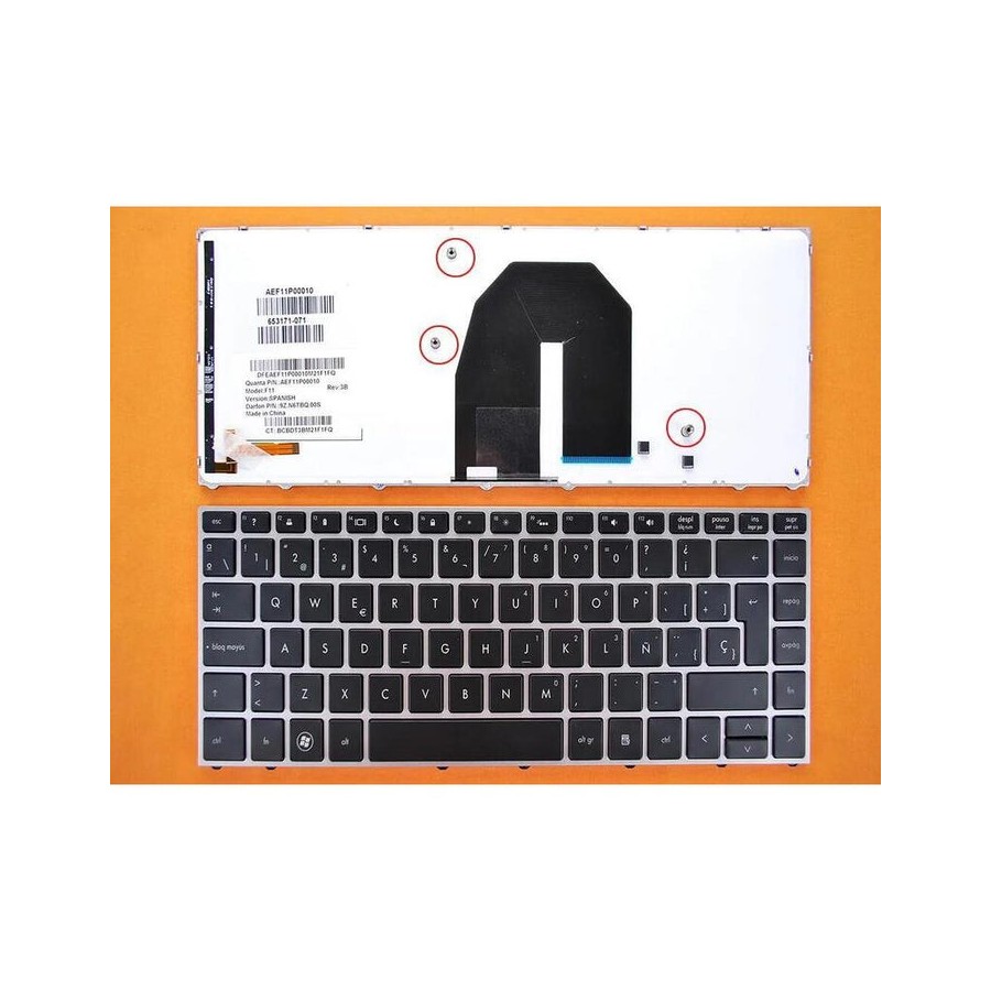 Teclado retroiluminado para portátil hp probook 5330 5330m plata