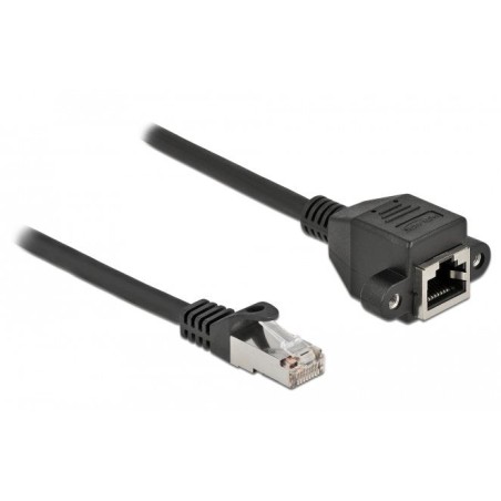 Cable delock de extensión de red s/ftp rj45 macho a rj45 hembra cat.6a 25 cm negro