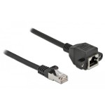 Cable delock de extensión de red s/ftp rj45 macho a rj45 hembra cat.6a 25 cm negro