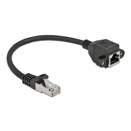 Cable delock de extensión de red s/ftp rj45 macho a rj45 hembra cat.6a 25 cm negro