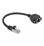Cable delock de extensión de red s/ftp rj45 macho a rj45 hembra cat.6a 25 cm negro