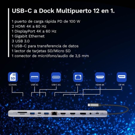 Ewent ew1150 dock multipuerto 12 en 1