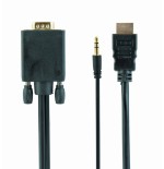 Gembird cable hdmi a vga con audio m/m 3m negro