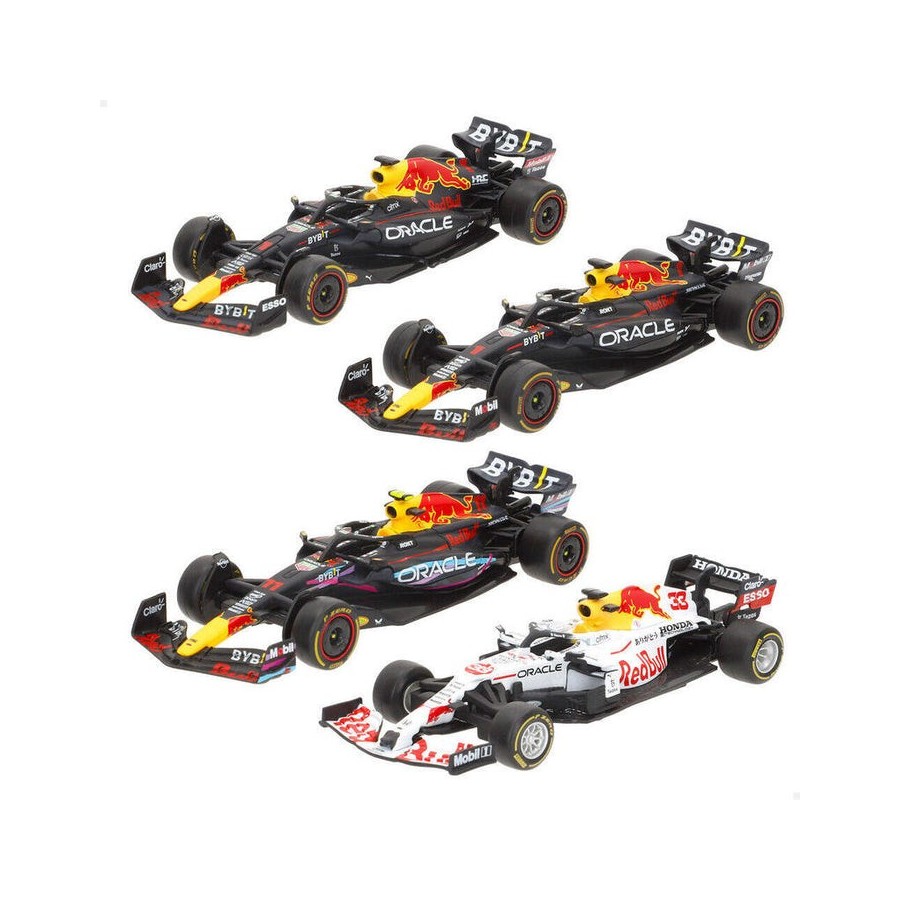 Blister 4 coches f1 red bull metal