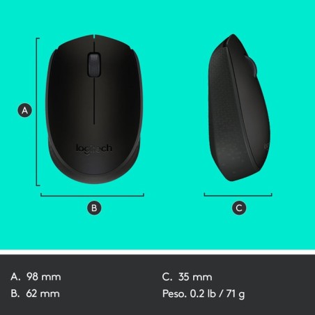 Logitech m171 ratón inalámbrico negro 910-004424
